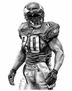 Brian Dawkins Lithograph Poster in Eagles Jersey 4050P
