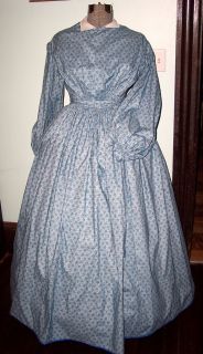 100 Cotton Gathered Bodice Civil War Day Dress