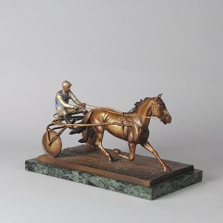 Vienna Bronze Figure of A Racing Trotter by John Czadek