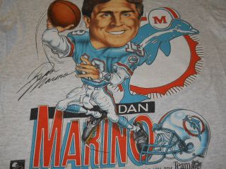Vintage Miami Dolphins Dan Marino Caricature T Shirt L