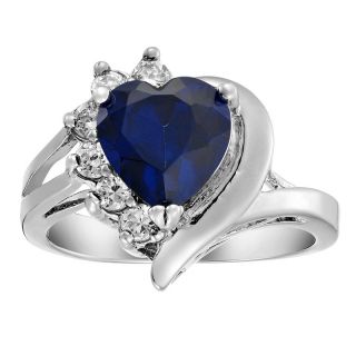 Heart Cut Navy Blue Sapphire Topaz Ring Women Dress Jewelry 7 O