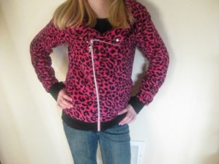 Abbey Dawn Avril Lavigne Girls Child Leopard Woobie Jacket Large 12 14