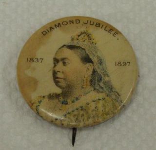  Victoria Diamond Jubilee 1.25 Pinback Button pin Whitehead & Hoag