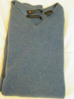 Daniel Bishop Baby Blue Solid 100% Cashmere V Neck Pullover Sweater