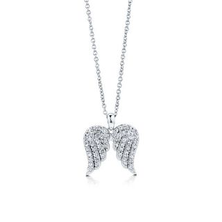New Sterling Silver 925 CZ Angel Wings Pendant Necklace