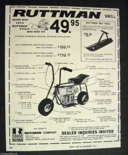   image of Ruttman Toad Mini Bike Dearborn Heights MI 1971 Print Ad