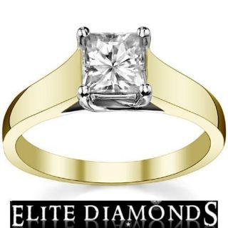 25 Carat VVS D Princess Cut Diamond Engagement 14k White Gold