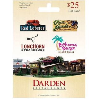 25 Darden Restaurants Gift Card Olive Garden Red Lobster Longhorn