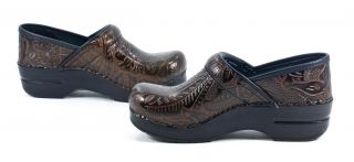 Dansko Professional Tooled Brown Leather Clog Shoe 36 New