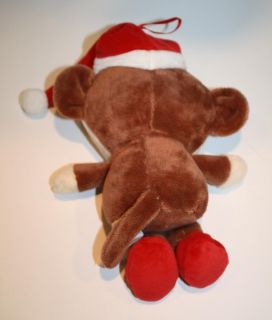 Dan Dee Plush Brown Monkey Red Christmas Stocking Cap Hat 8 DanDee