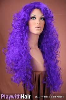 Full Long Wavy Drag Queen Wig Deep Purple