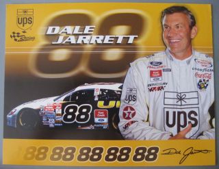 DALE JARRETT #88 UPS RACING PROMOTIONAL PICTURE TWO SIDED 8 1/2 X 11