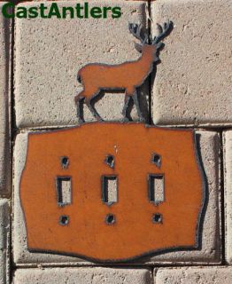 Deer Triple Light Switch Plate Cover Metal Western Rustic Lodge Cabin
