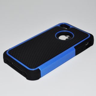 Blue Defender Combo Soft Gel Hard Cover Case for iPhone 4G 4 4S New