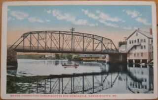 1920 PC Bridge Between Newcastle Damariscotta Maine