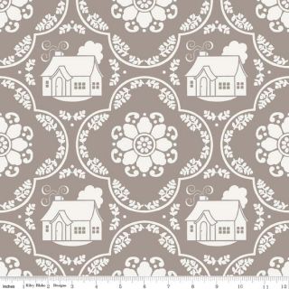 Daisy Cottage Fabric Gray Damask by Riley Blake Designs New