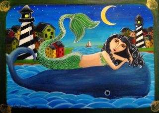 Cary Cameron Mermaid and Whale Canvas 8 x 10 Print