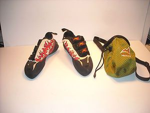  Mad Rock Sport Climbing Velcro Strap Shoes size 6 5 with bag of chalk