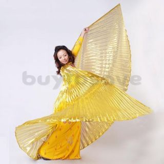 Egyptian Belly Dance Dancing Costume Gold Isis Wing + 2 Sticks
