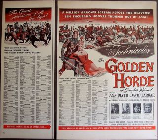  Movie Promo Ad The Golden Horde w Ann Blyth David Farrar