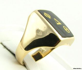 Phi Delta Theta Vintage Onyx Fraternity Ring   10k Solid Gold Large 10