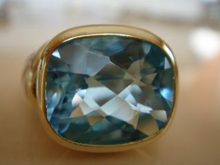 1100 David Yurman 14 K SS Blue Topaz Large Noblesse Ring