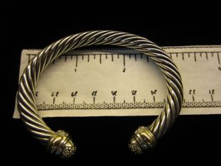 Genuine David Yurman Cable Cuff Bracelet w/ Diamonds Sterling Silver