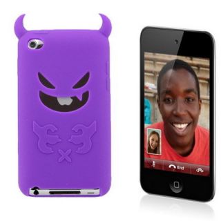 For iPod Touch 4 4G Purple Soft Demond Devil Gel Silicone Case Skin