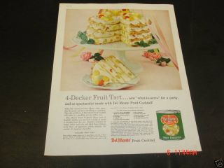 1960 Del Monte Fruit Cocktail 4 Decker Tart Recipe Ad