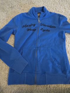 Womens Small Harley Davison Blue Zipper Front Sweatshirt