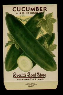 1940s CUCUMBER COLORADO LITHO SEED PACKET  EVERITTS SEED