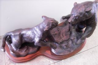 Dennis Anderson Mountain Lion Fighting Grizzly Bear Large Bronze