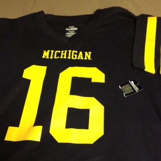 Denard Robinson Michigan Wolverines Blue Jersey T Shirt Size XL