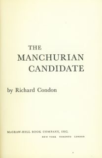 Scarce The Manchurian Candidate by Richard Condon HC 1959