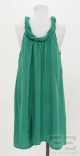 Christopher Deane Kelly Green Silk Gathered Sleeveless Dress Size 0