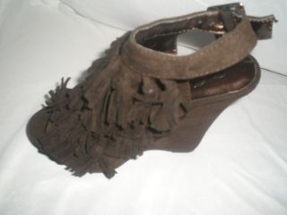 Fringe Brown Wedge Shoes de Blossom Collection Sizes 6 10