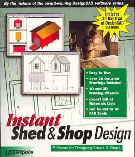 TOOL Shed & Shop Design CAD Software Program XP PC NEW