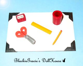 Barbie School Girl Office Desk Accessories Set Scissors Pencil Cup