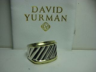 DAVID YURMAN AUTHENTIC STERLING &14K Y/G CABLE CIGAR BAND RING SZ