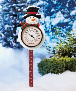 Snowman Thermometer Snow Gauge Winter Outdoor Decorative 36 Tall