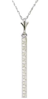 Genuine Diamond Bar Pendant Necklace in 14k White Gold
