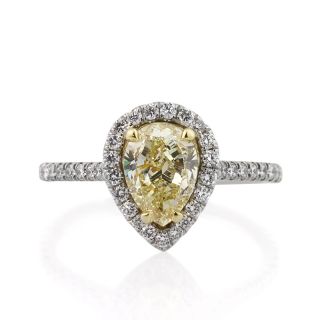   Fancy Yellow Pear Shape Diamond Engagement Ring and Anniversary Ring