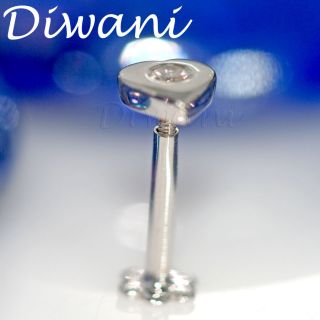  Diamond 14k Nose Lip Labret Monroe Piercing Ring Stud Screw Pin