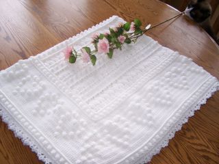 New Crocheted Hearts Delight Afghan to match Christening Set