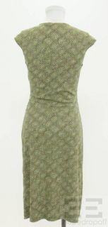 DVF Diane Von Furstenberg Green & Brown Printed Silk Dress Size 4