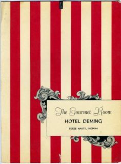 Gourmet Room Hotel Deming Menu Terre Haute Indiana 1957