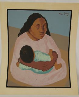 Diego Rivera Mexico 1886 1957 RARE Lithograph Print of Woman w Child