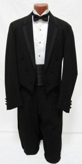 Mens Black Chaps Hudson Fulldress Six Button Notch Tuxedo Tailcoat