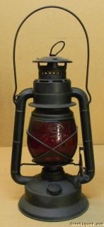 Antique Dietz Little Wizard NY USA Railroad Lantern Syracuse Ruby Red