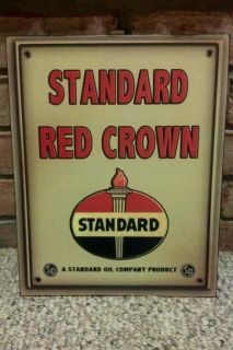 Standard Red Crown Amoco Advertising Metal Sign
